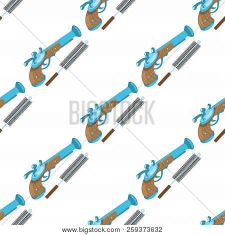 Seamless Pattern For Design Surface Musket And Ramrod.