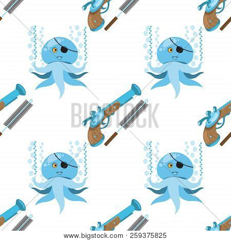 Seamless Pattern For Design Surface Musket And Ramrod.