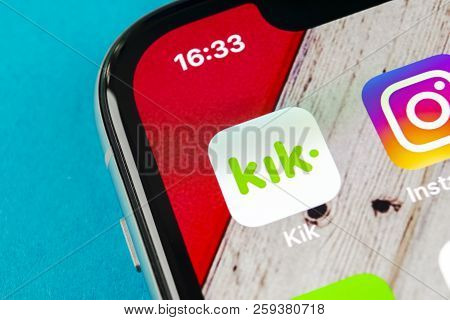 Sankt-petersburg, Russia, September 19, 2018: Kik Messenger Application Icon On Apple Iphone X Scree