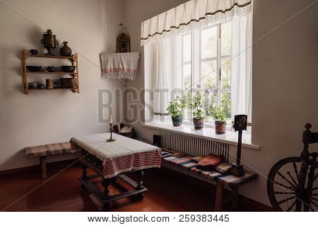 The Interior Of The Old Russian House. House-estate Of Lermontov. August 2018 Penza Tarkhany