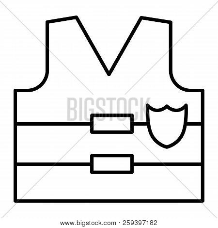 Bullet Proof Thin Line Icon. Police Flak Jacket Illustration Isolated On White. Protection Outline S