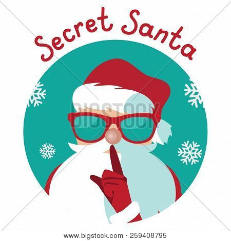 Cartoon Secret Santa Christmas Illustration Shushing You With His Finger