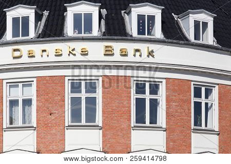 Odder, Denmark - April 2, 2018: Danske Bank Building In Denmark. Danske Bank Is The Largest Bank In 