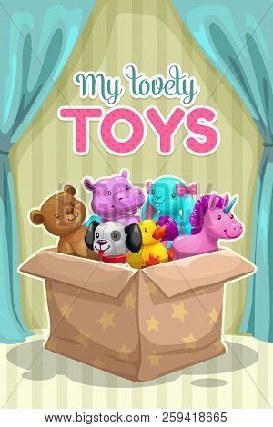 My First Toy. Funny Textile Animal Toys In The Box.