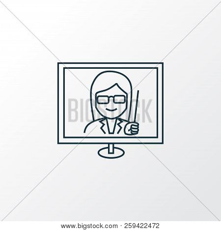 Distance Leaning Icon Line Symbol. Premium Quality Isolated Online Teaching Element In Trendy Style.
