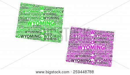 Sketch Wyoming (united States Of America) Letter Text Map, Wyoming Map - In The Shape Of The Contine