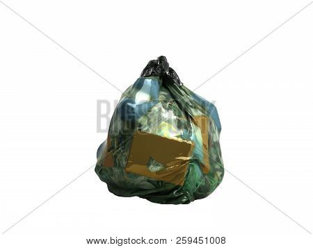 Close Up Of A Garbage Bag 3d Render On White Background No Shadow