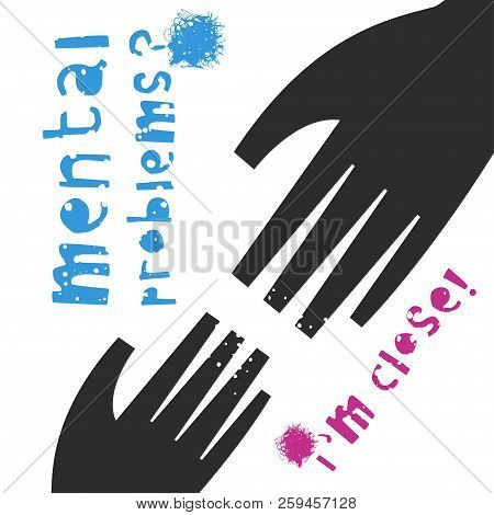 Vector Illustration Of Mental Health Concept With Healping Hand