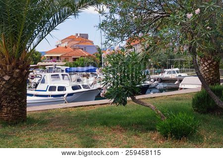 Picturesque Mediterranean Landscape. View Of The Red Roofs Of A Seaside Town And Fishing Boats In A 