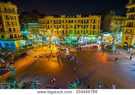 The Crossing The Busy Street In Cairo, Egypt