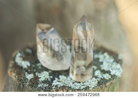 Large Clear Pure Transparent Great Royal Crystal Of Quartz Chalcedony Diamond Brilliant On Nature Bl