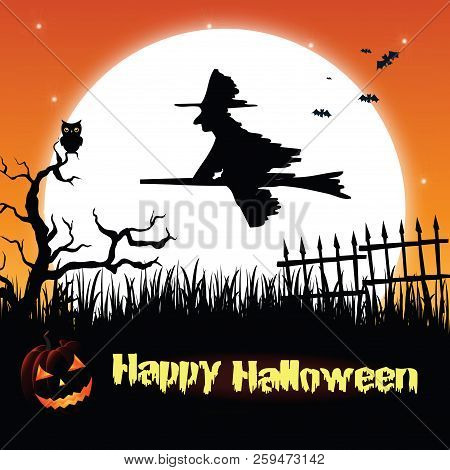 Halloween Party. Vector Illustration. Flyer Or Invitation Template