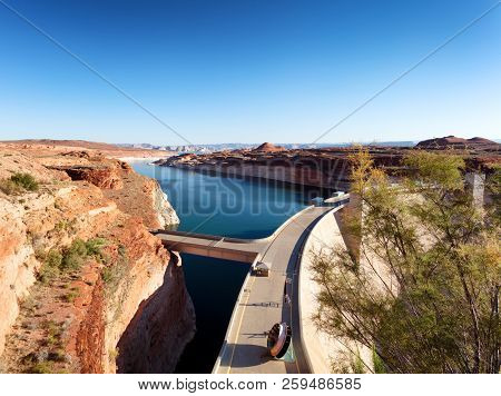 Glen Canyon Dam Producing Clean Electricity With Hydropower On Colorado River