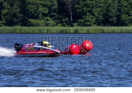 World Championship Powerboat On 218 In Augustow, Poland.