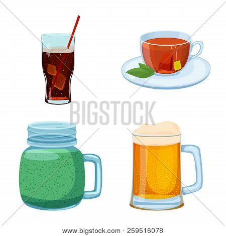 Vector Illustration Of Drink And Bar Symbol. Collection Of Drink And Party Vector Icon For Stock.