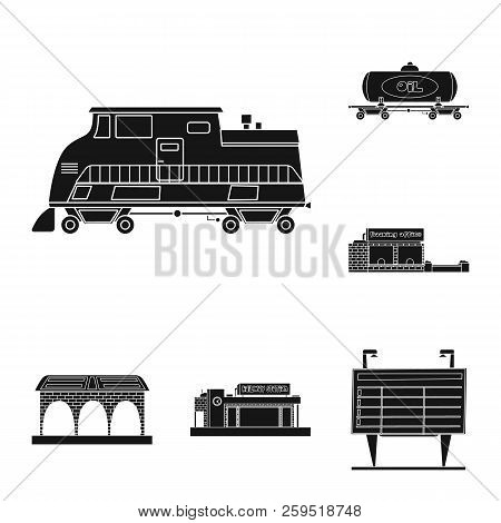 Isolated Object Of Train And Station Icon. Set Of Train And Ticket Stock Symbol For Web.