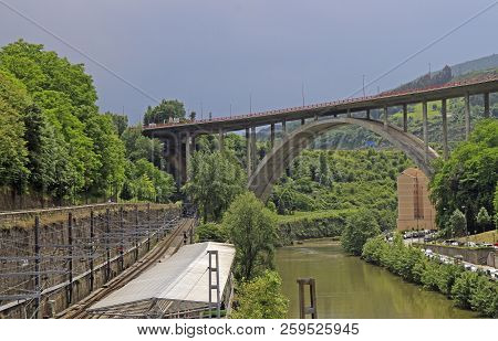 Viaduct De Miraflores Over The River Nervion In Bilbao