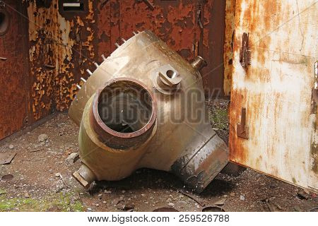 Abandoned Nuclear Power Plant. Russia, The Crimea, Shelkino. Abandoned Construction, Iron Background