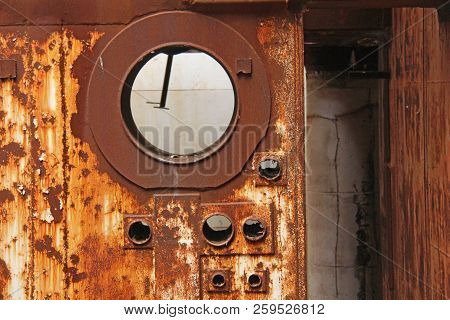 Abandoned Nuclear Power Plant. Russia, The Crimea, Shelkino. Abandoned Construction, Iron Background