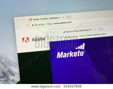 Amsterdam, The Netherlands - September 22, 2018: Official Websites Of Adobe En Marketo. Adobe Acquir