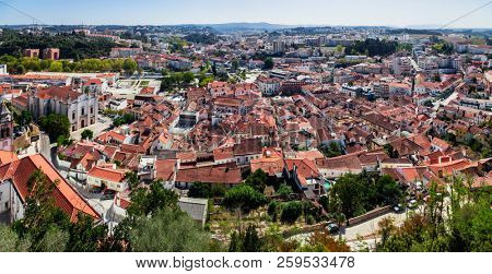 Leiria, Portugal. The city of Leiria seen from the Castle of Leiria. Cityscape and Skyline