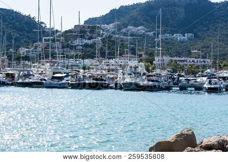 Port Andratx, Spain - June 01, 2016:
View Of The Bay Of Port Andratx Mallorca Baleares Spain. In The