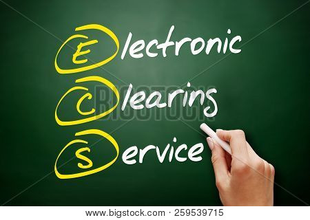 Ecs - Electronic Clearing Service Acronym, Business Concept On Blackboard