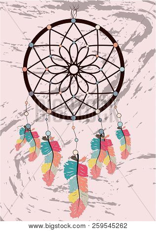 Dream Catcher Boho Native American Indian Talisman Dreamcatcher. Clothes Ethnic Tribal Design. Magic