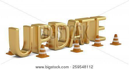 The Word Update And Plot Chantier On White Background. 3D Illustration.