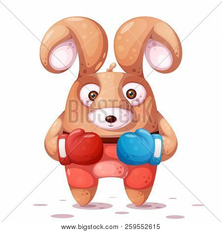 Sport, Boxing Illustration. Crazy Rabbit Characters Vector Eps 10