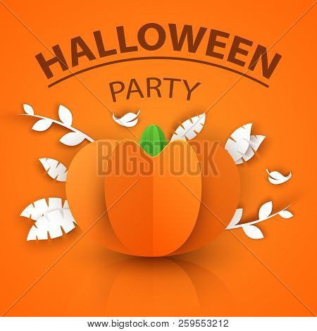 Pumpkin Origami Styly Icon. Halloween Illustration. Vector Eps 10