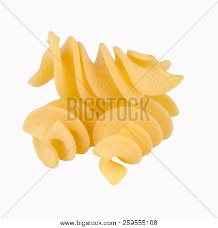 Giant Fusilli Pasta Isolated On White. Close Up View.