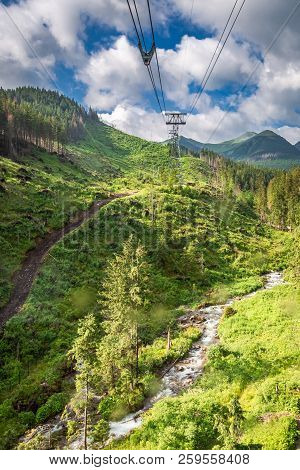 Cableway To Mountain Kasprowy Wierch In Summer, Poland