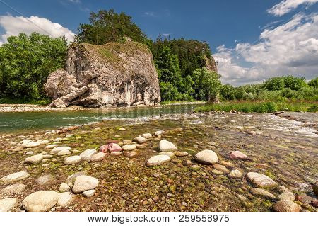 Beautiful Stream Bialka In The Pieniny Mountains In Sunny Day