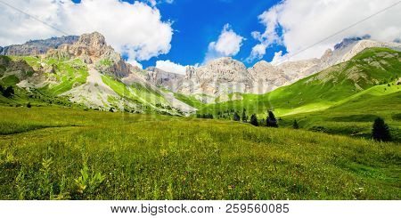 Fuciade Valley At The San Pellegrino Pass, In The Italian Dolomites