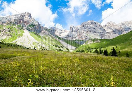 Fuciade Valley At The San Pellegrino Pass, In The Italian Dolomites