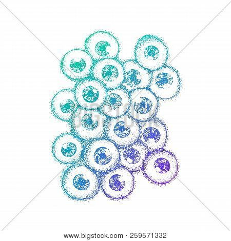 Eyeballs Colorful Sketch. Vector Illustration Of T-shirt Design. Tattoo Hand Drawn.