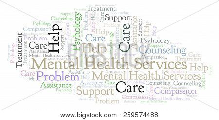 Mental Health Services Word Cloud. Wordcloud Made With Text Only.