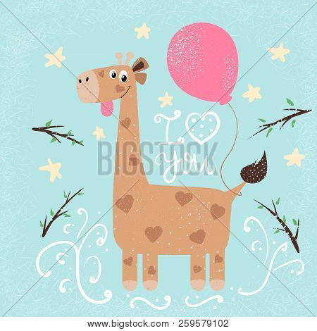 Funny Giraffe Illustration. Print For You Idea. Vector Eps 10