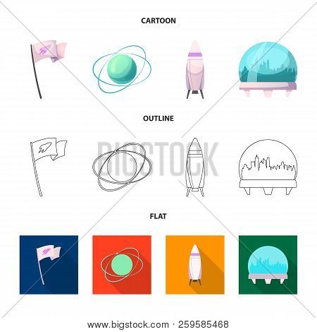 Isolated Object Of Mars And Space Logo. Collection Of Mars And Planet Vector Icon For Stock.