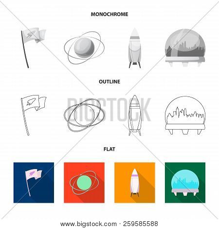 Isolated Object Of Mars And Space Icon. Collection Of Mars And Planet Vector Icon For Stock.