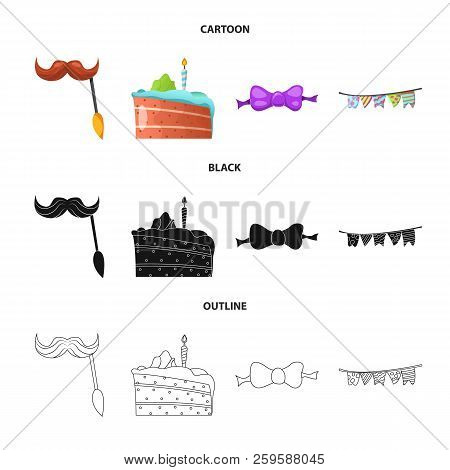 Vector Illustration Of Party And Birthday Icon. Set Of Party And Celebration Vector Icon For Stock.