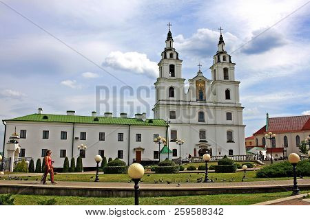 Minsk, Belarus - August 13, 2018: Holy Spirit Cathedral  Is The Central Cathedral Of The Belarusian 