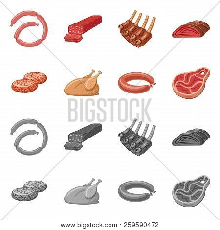 Isolated Object Of Meat And Ham Logo. Collection Of Meat And Cooking Stock Vector Illustration.