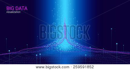 Big Data Vector Visualization. 3d Futuristic Cosmic Design. Technology Background. Visual Presentati