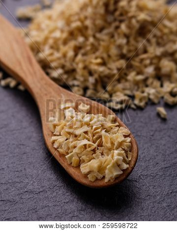 Fragrant Dried Parsnip On A Dark Stone Background
