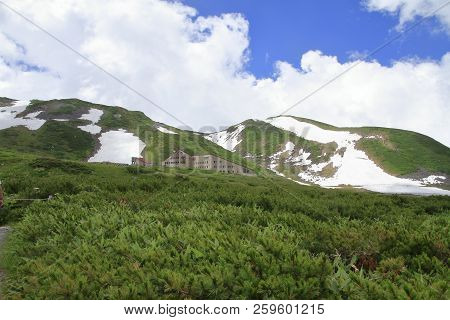 Tateyama Mountain Range With Snow In Summer In Toyama, Japan