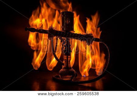 Hookah Hot Coals On Shisha Bowl Making Clouds Of Steam. Shisha Explosion. Stylish Oriental Shisha In