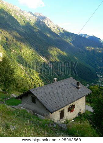 Wieś w szwajcarskich Alpach (portret)