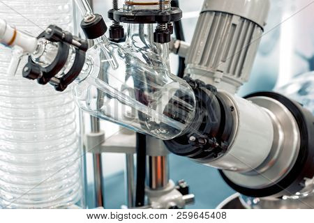 Chemical Industrial Equipment, Glass Tubes And Containers. Abstract Industrial Background.